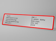 geprägte Typenschilder